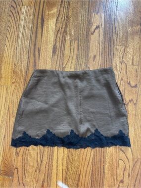 Abercrombie & Fitch Brown Mini Skirt with Black Lace Trim